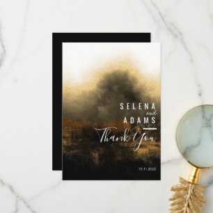 Chic Guld Abstrakt Typografi Bröllop Tack Kort