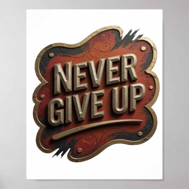 Chic Guld ALDRIG GE UPP Print Poster (Framsidan)