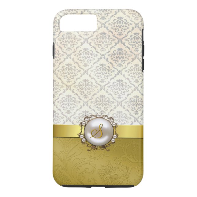Chic Guld & Antique Damask iPhone 7 Plus fodral Case-Mate iPhone Skal (Baksida)