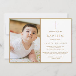 Chic Guld Baptism-foto Inbjudningar