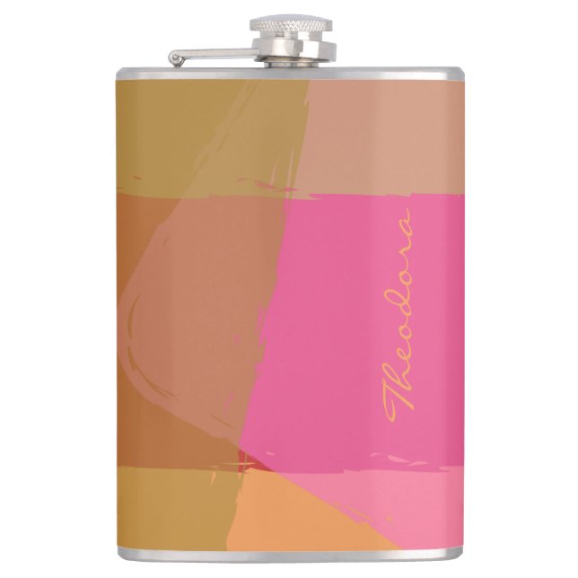 Chic Guld Beige Rosa Orange Abstrakt för  Fickplunta (Framsidan)