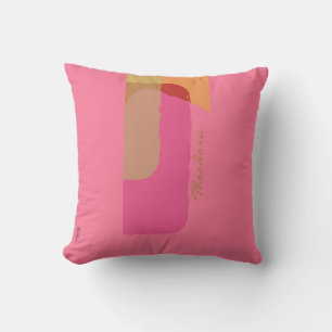 Chic Guld Beige Rosa Orange Abstrakt Kudde