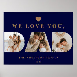 Chic Guld - blå Anpassningsbar med tre Pappa-skrip Poster