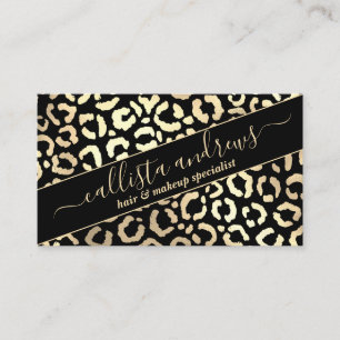 Chic Guld Black Leopard Cheetah Animal Print Visitkort