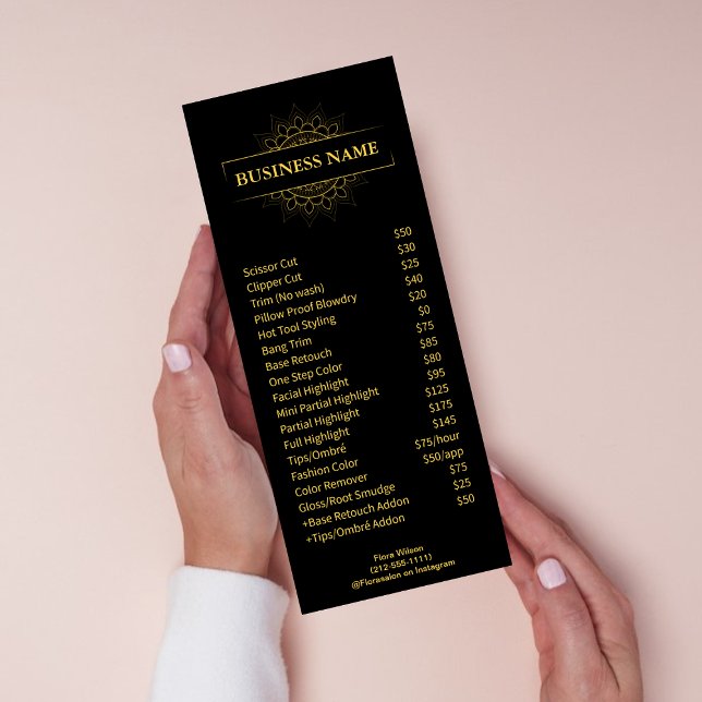 Chic Guld & Black Professionell Salon Service Reklamkort (Skapare uppladdad)