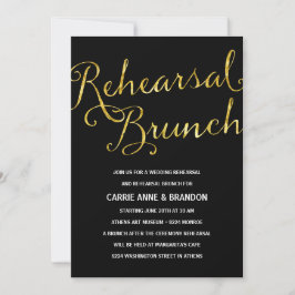 Chic Guld & Black Rehearsal Brunch Inbjudningar