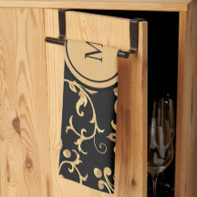 Chic Guld Black Royal Monogram Damask