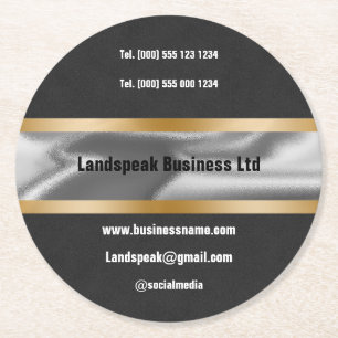 Chic Guld Black Suede Promoting Business Underlägg Papper Rund