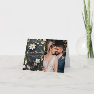 Chic Guld Blommigt Utandning Foto Bröllop Kärlek T Tack Kort