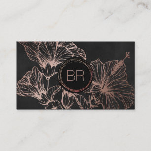 Chic Guld Blommigten Ro Monogram-Affärskort Visitkort