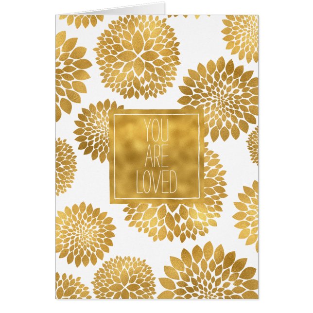 Chic Guld Blommor du älskar Hälsningskort (Framsidan)