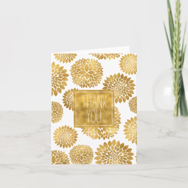 Chic Guld Blommor tack Kort (Framsida)