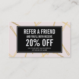 Chic Guld Bobby Stift Hair Salon Rosa Referenskort Rabattkort