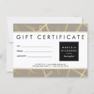 Chic Guld Bobby Stift Hair Stylist Grått Gift Card
