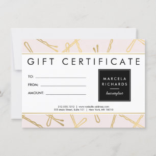 Chic Guld Bobby Stift Hair Stylist Rosa Gift Card
