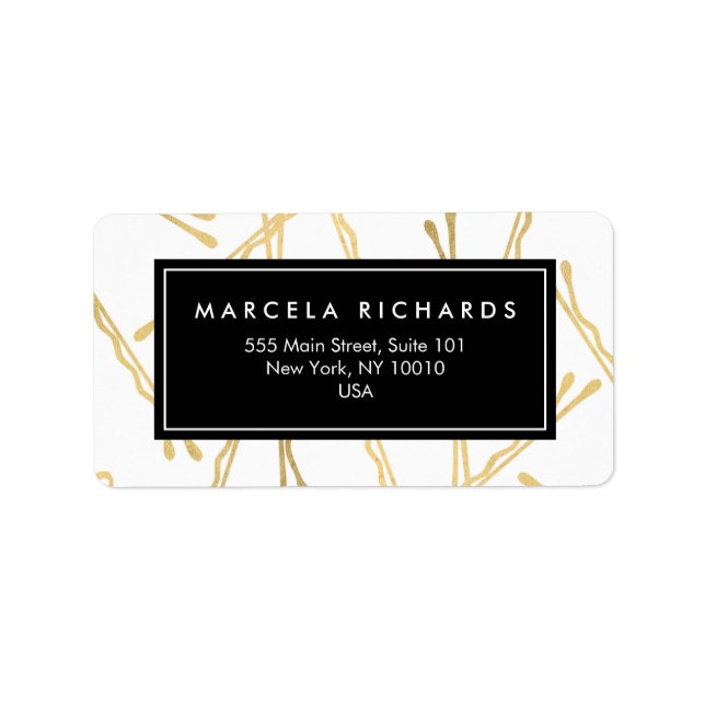 Chic Guld Bobby Stift Hair Stylist Salon Adressetikett (Framsidan)