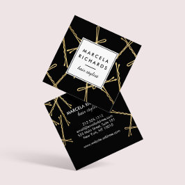 Chic Guld Bobby Stift Hair Stylist Salon Black Fyrkantigt Visitkort