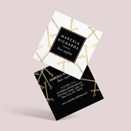 Chic Guld Bobby Stift Hair Stylist Salon Fyrkantigt Visitkort
