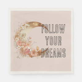 Chic Guld Boho  Rosa Blommigt födelsedag Pappersservett