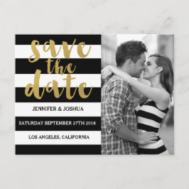 Chic Guld | Bold Black Rand Photo Save Date Meddelande Vykort