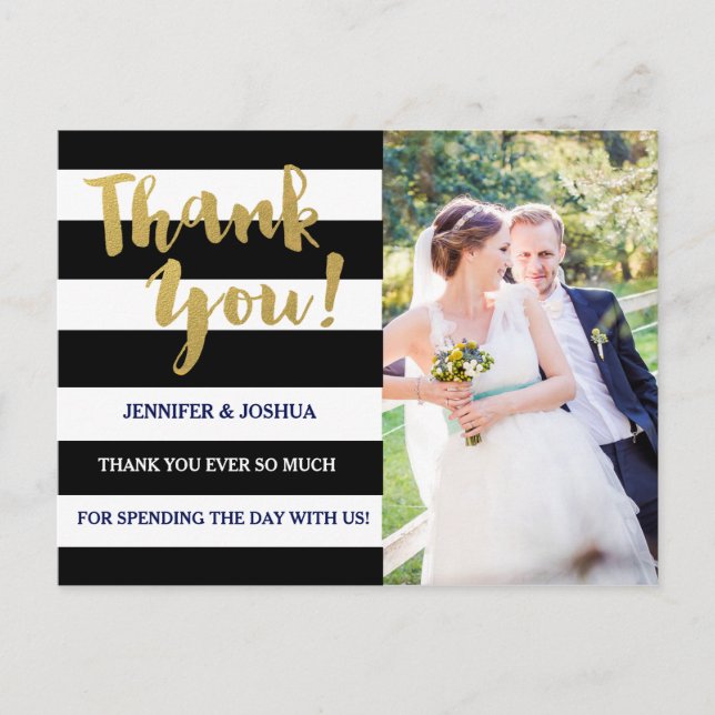 Chic Guld | Bold Black Rand Photo Tack Vykort (Framsida)