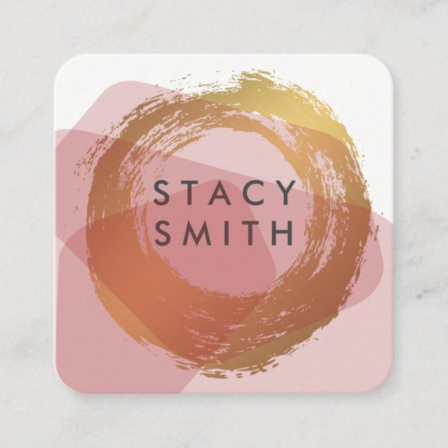 Chic Guld, borstat Modern Färg block 2 Fyrkantigt Visitkort (Framsida)