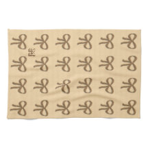 Chic Guld Bow Mönster Cream Beige Kitchen Towel