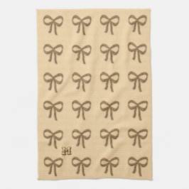 Chic Guld Bow Mönster Cream Beige Kitchen Towel Kökshandduk