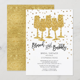 Chic Guld Brunch & Bubly Inbjudningskort för möhip