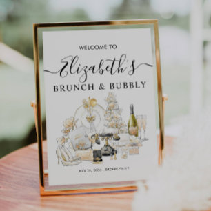 Chic Guld Brunch och Möhippan Bubly Välkomna Poster