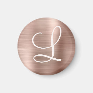 Chic Guld Brushed Metall Rosa Monogram Magnet