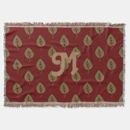 Chic Guld Burgundy Red Löv Anpassningsbar Monogram Filt
