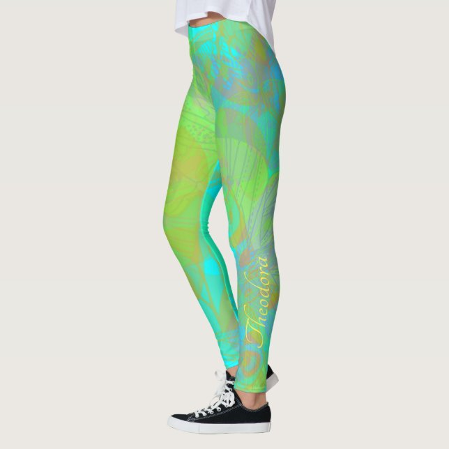 Chic Guld Butterfly Aquamarine Leggings (Vänster)
