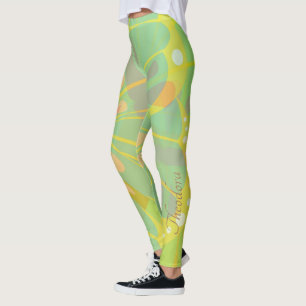 Chic Guld Butterfly Gult Blue Leggings