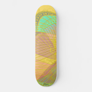 Chic Guld Butterfly Gult Orange Mönster Mini Skateboard Bräda 18,5 Cm