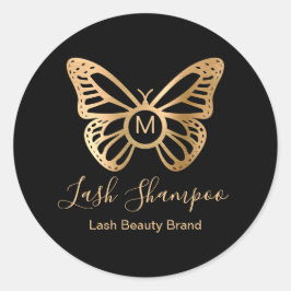 Chic Guld Butterfly Lash Cleanser Beauty Produkt Runt Klistermärke