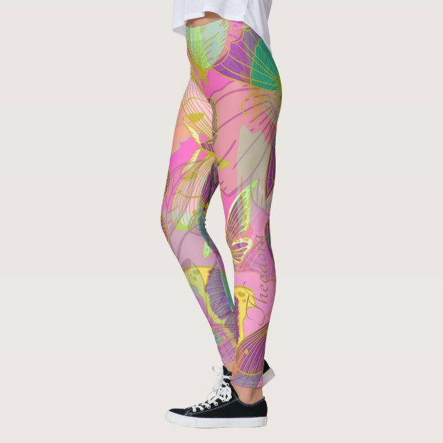 Chic Guld Butterfly Turcos Violet Leggings (Vänster)