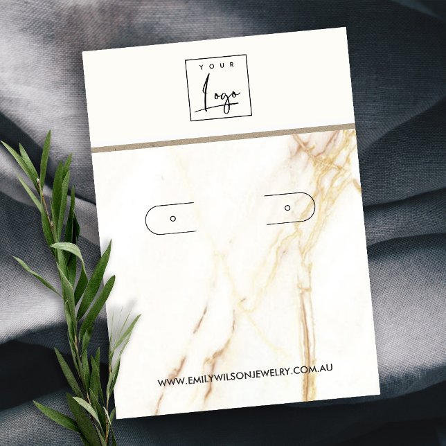 CHIC GULD CALACATTA MARBLE RING ÖARRING VISITKORT (Skapare uppladdad)
