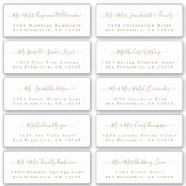 Chic Guld Calligraphy Bröllop Guest Adressetikette Klistermärken