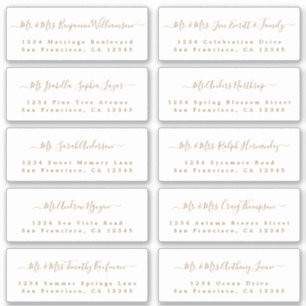 Chic Guld Calligraphy Bröllop Guest Adressetikette Klistermärken