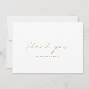 Chic Guld Calligraphy Simple Elegant bröllop Tack Kort