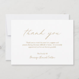 Chic Guld Calligraphy Simple Elegant Funeral Tack Kort