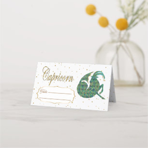 Chic Guld Capricorn Zodiac Birthday Placeringskort