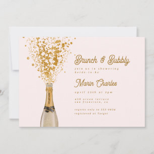 Chic Guld Champagne Brunch & Bubly Möhippa Inbjudningar