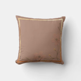 Chic Guld Chocolate Abstrakt Blommigt Ram Kudde