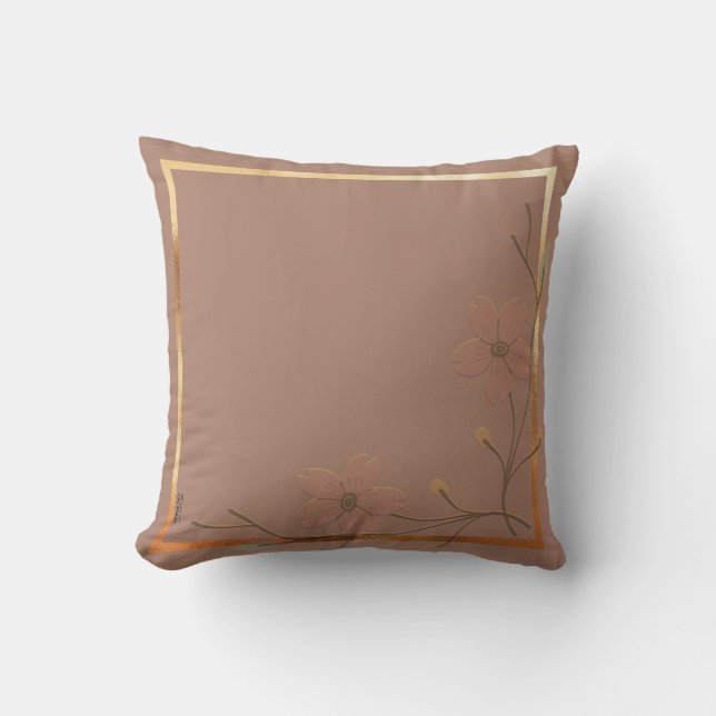 Chic Guld Chocolate Abstrakt Blommigt Ram Kudde (Framsida)