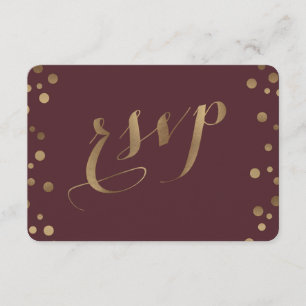 Chic Guld Confetti Kärlek Burgundy Bröllop OSA Kort