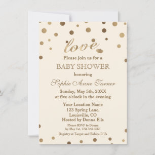 Chic Guld Confetti Kärlek Champagne Babykläder Inbjudningar