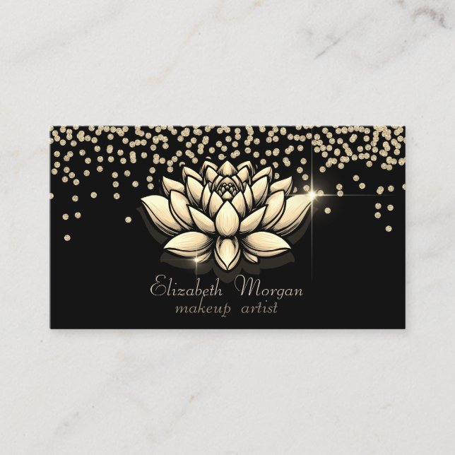 Chic guld diamanter Lotus Svart  Visitkort (Framsida)