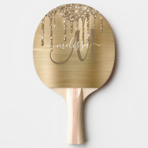 Chic Guld-drivning, Glitter Brushed Metall Monogra Pingisracket